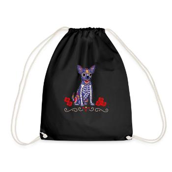 Día de los Muertos Day of Dead / Chihuahua Dog - Drawstring Bag - black - Front