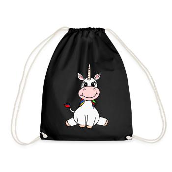 Licorne Assise Enfants Licorne Fille Cadeau - Sac de sport léger - noir - Devant