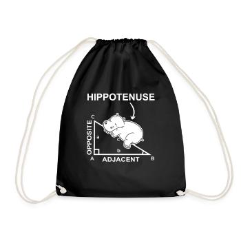 Hippotenuse Mathe Nilpferd Hippo Lustig Wortspiel - Turnbeutel - Schwarz - Vorne