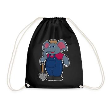 Elephant as farmer with shovel - Drawstring Bag - black - Front