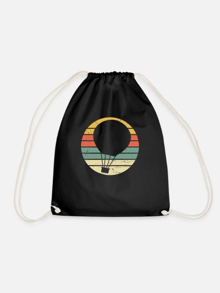 Retro Heißluftballon - Turnbeutel - Schwarz