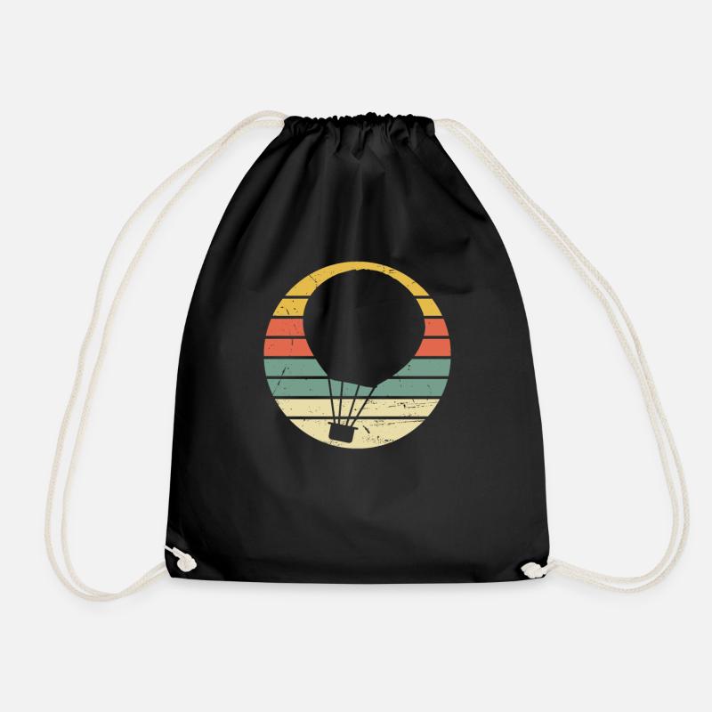 Retro Heißluftballon - Turnbeutel - Schwarz