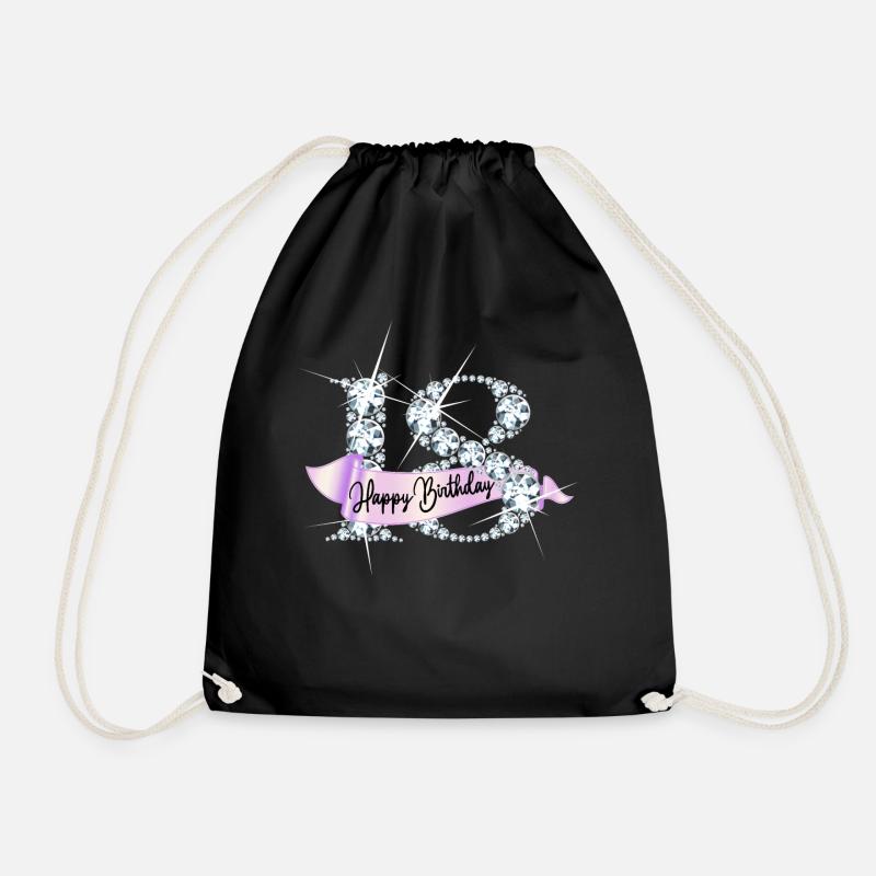 Happy Birthday 18. Geburtstag Geschenk Diamanten - Turnbeutel - Schwarz