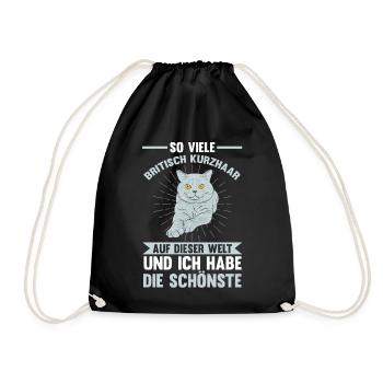 Katzen Britisch Kurzhaar - Turnbeutel - Schwarz - Vorne