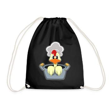Hühnchen Koch Kochtopf Kochen - Turnbeutel - Schwarz - Vorne