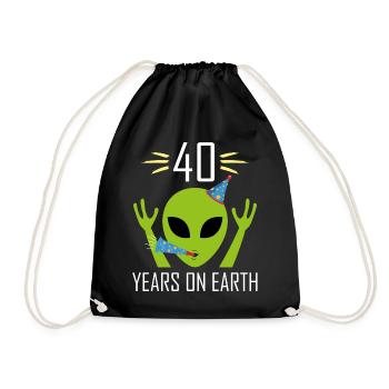 40 ans Anniversaire Femmes Hommes Alien Ufo Drôle - Sac de sport léger - noir - Devant