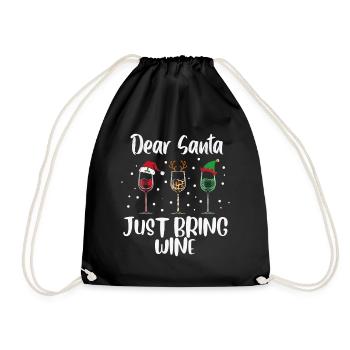 Dear Santa Just Bring Wine Christmas - Turnbeutel - Schwarz - Vorne