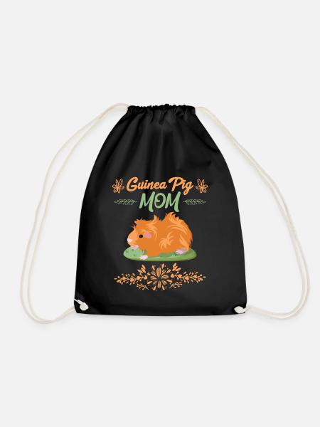 Guinea Pig Mom Guinea Pig - Drawstring Bag - black