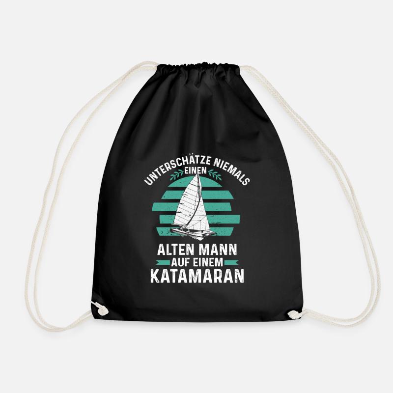 Unterschätze Niemals Einen Alten Mann Katamaran - Turnbeutel - Schwarz