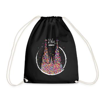 Cologne Cathedral Carnival Carnival Confetti Gift - Drawstring Bag - black - Front
