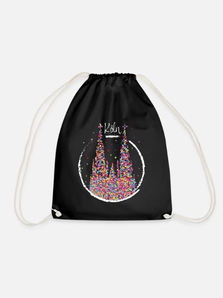 Kölner Dom Karneval Fasching Konfetti Geschenk - Turnbeutel - Schwarz
