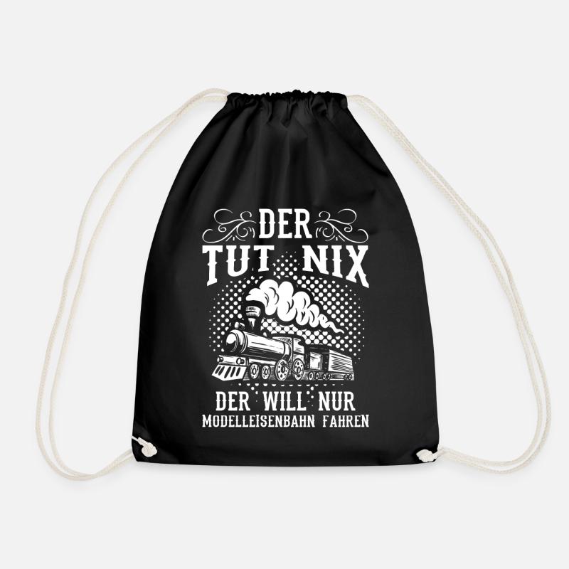 Modelleisenbahn Modellbau Modellbauer Sprüche - Turnbeutel - Schwarz
