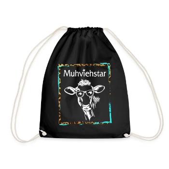 Lustiges Kuh-Shirt, Muhviehstar, Kuh-Liebhaber, - Turnbeutel - Schwarz - Vorne