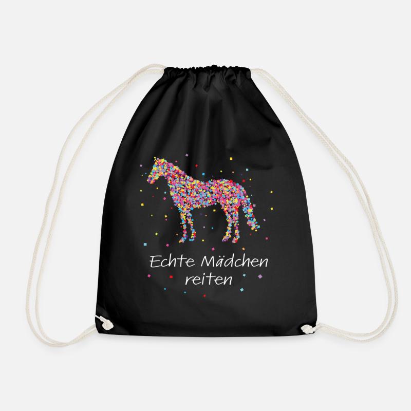 Echte Mädchen Reiten Pferd Pony Reiten Reitstunde - Turnbeutel - Schwarz