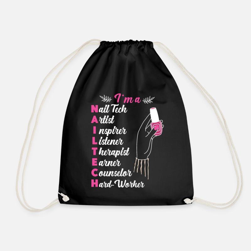 Nail Tech Quote Work Uniform Nail - Turnbeutel - Schwarz