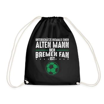 Alter Mann - Bremen Fan | Retro Vintage Fußball - Turnbeutel - Schwarz - Vorne