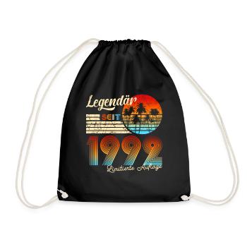 29. Geburtstag Geschenk Legendär Seit 1992 - Turnbeutel - Schwarz - Vorne