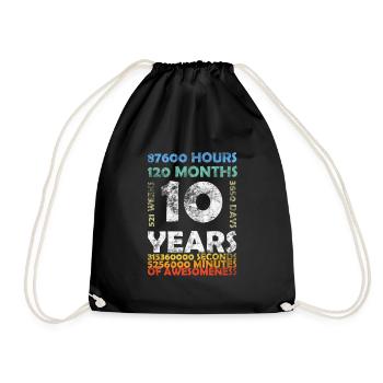 10 Years 120 Months Awesomeness 10th Birthday - Turnbeutel - Schwarz - Vorne