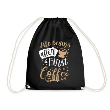 Kaffee Tshirt Käffchen Café Coffee Latte Espresso - Turnbeutel - Schwarz - Vorne