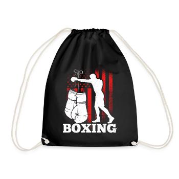 Boxing America Flag Martial Arts Boxing Boxing Fighter - Drawstring Bag - black - Front
