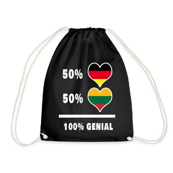 Germany and Lithuania 100% Ingenious / Gift - Drawstring Bag - black - Front