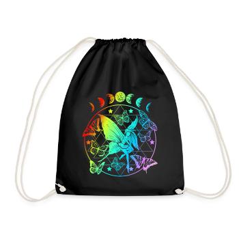 Fairy with Butterflies Elves Girl Gift - Drawstring Bag - black - Front