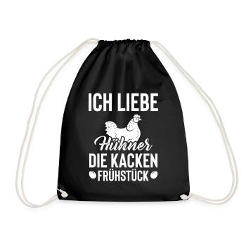 Hühner Bauernhof Eier Geburtstag Weihnachten Idee - Turnbeutel - Schwarz - Vorne