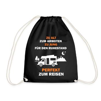 Wohnmobil Camping Reisen Rentnerin Rentner - Turnbeutel - Schwarz - Vorne