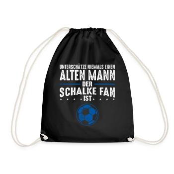 Alter Mann - Schalke Fan | Retro Spruch - Turnbeutel - Schwarz - Vorne