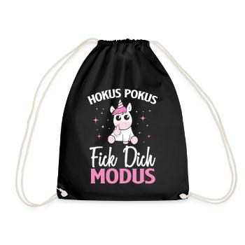 Einhorn Hokus Pokus Fick Dich Modus Einhorn - Turnbeutel - Schwarz - Vorne