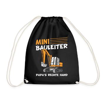 Lustiges Kinder Bagger Bauleiter - Turnbeutel - Schwarz - Vorne