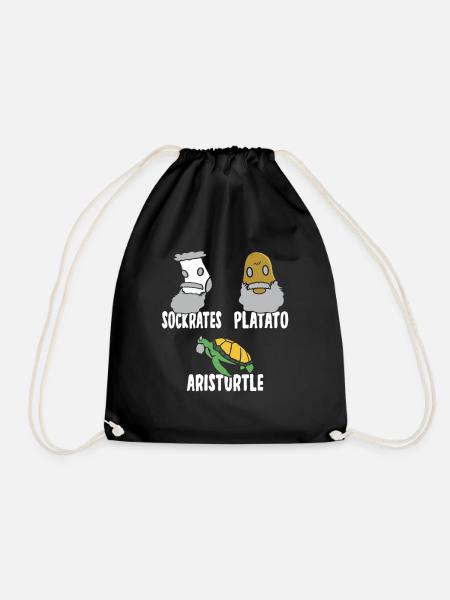 Philosophy of Socrates Plato Aristotle - Drawstring Bag - black