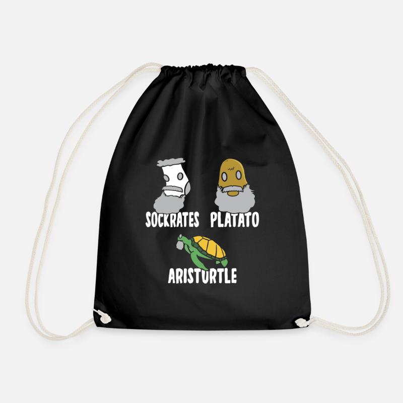 Philosophy of Socrates Plato Aristotle - Drawstring Bag - black
