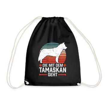 Die mit dem Tamaskan geht Wolf-Hund Tamaskan - Turnbeutel - Schwarz - Vorne