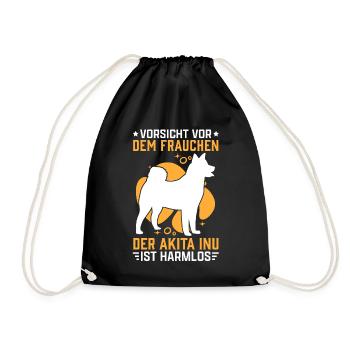 Akita Inu Frauchen japanischer Hund Besitzerin - Turnbeutel - Schwarz - Vorne