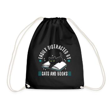 Facilement distrait par les chats et les livres - Sac de sport léger - noir - Devant