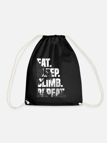 Eat Sleep Climb Repeat Berg Klettern Bouldering - Turnbeutel - Schwarz