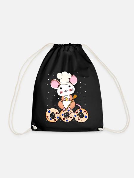Maus Bäcker Xmas Weihnachten Weihnachtsfest Kind - Turnbeutel - Schwarz
