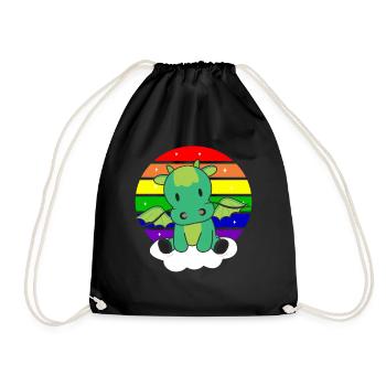 Rainbow Dragon Cute Dragons for Kids - Drawstring Bag - black - Front