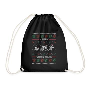 Triathlon Ugly Weihnachten sweater - Turnbeutel - Schwarz - Vorne