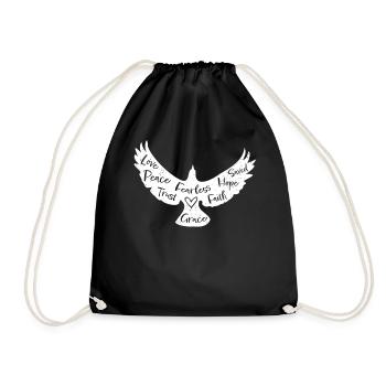 Jésus Bible Cœur de colombe blanche Dicton chrétien - Sac de sport léger - noir - Devant
