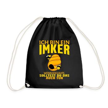 Bienen Imker Biene - Turnbeutel - Schwarz - Vorne