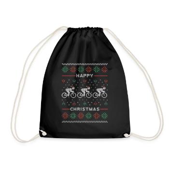 Fahrrad Ugly Sweater Weihnachten - Turnbeutel - Schwarz - Vorne