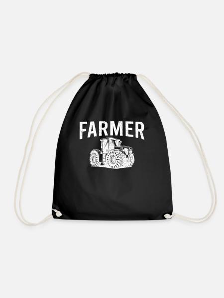 Landwirt Farmer Traktor - Turnbeutel - Schwarz