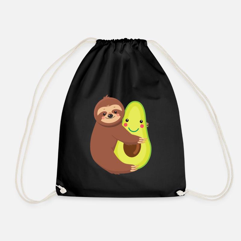 Lazy Sloth Hugging Avocado Vegan Animal Lover - Turnbeutel - Schwarz