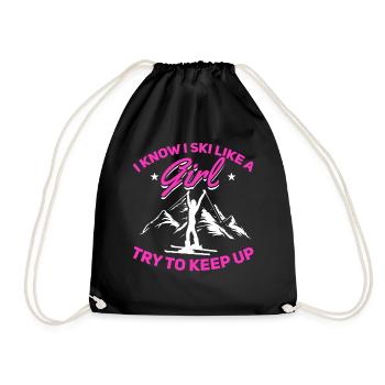 Skieurs Je sais que je skie comme une fille essaient de suivre le suivi - Sac de sport léger - noir - Devant
