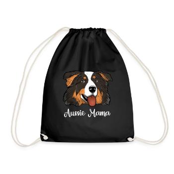 Aussie Mama Australian Shepherd Mama - Drawstring Bag - black - Front