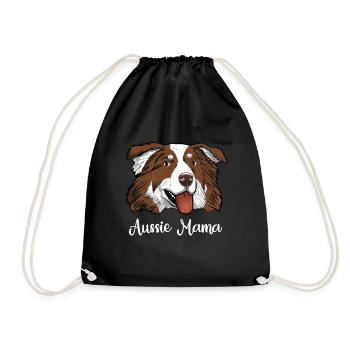 Aussie Mama Australian Shepherd Mama - Drawstring Bag - black - Front