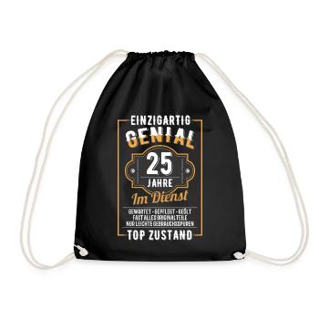 25 Jahre Im Dienst Dienstjubiläum Vintage Geschenk - Turnbeutel - Schwarz - Vorne