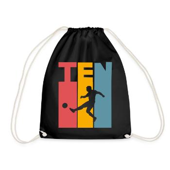 Football 10 years children's birthday party - Drawstring Bag - black - Front